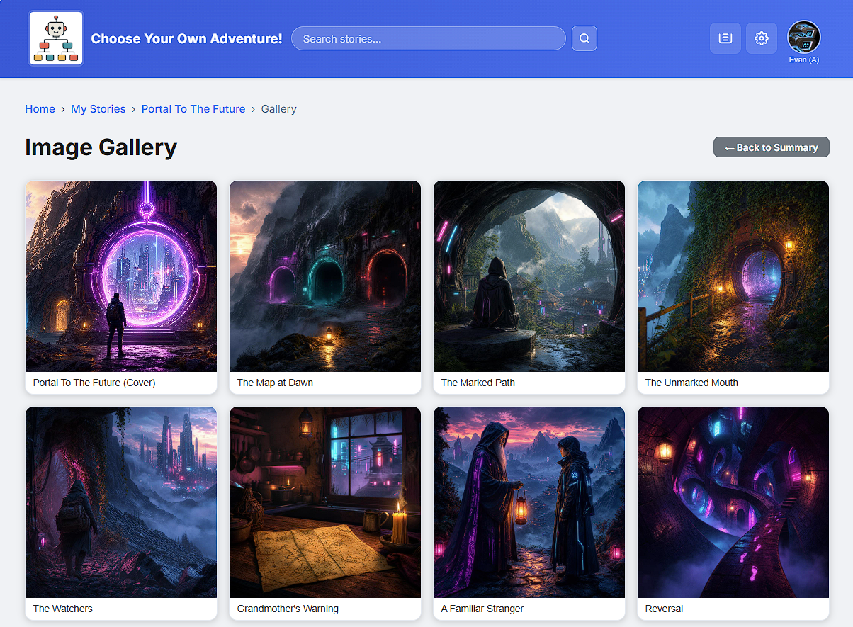 Gallery View showing a grid of all the images in a story